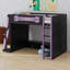 Lit mezzanine en bois doté d'un bureau, de tablettes multi-niveaux et de lumières RVB-1031247676