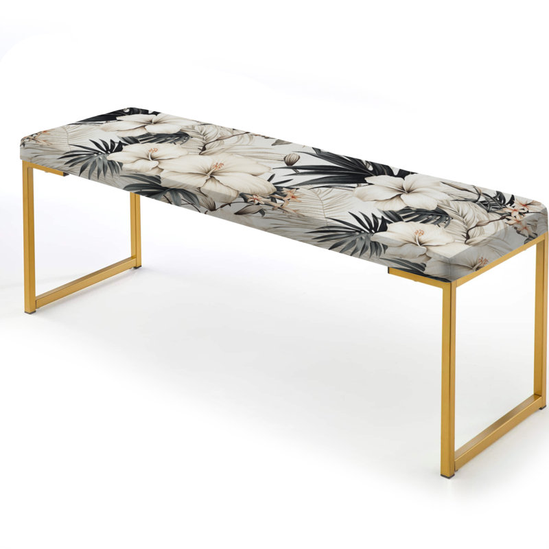 Banc neutre rembourré motif tropical tropical neutre II