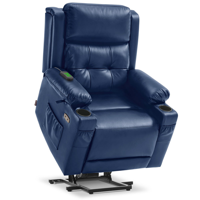 Coolkeeran Lay Flat Dual Motor Power Recliner Lift Chair with Heat and Massage, Infinite Position, Dark Brown Faux Leather