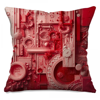 Red Geometric Abstract Double Sided Throw Pillows