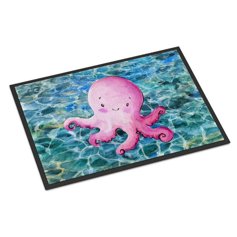 Tapis de porte d'extérieur antidérapant Wesley Octopus, H 0,25 po x l 27 po x P 18 po