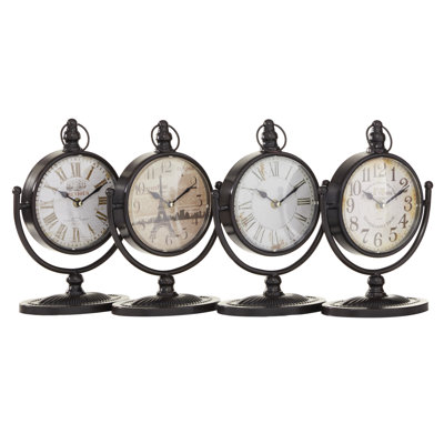 Rustic Analog Stainless Steel Quartz Movement / Crystal Tabletop Clock in Brown/White
