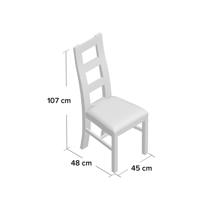 47cm H Upholstered Ladder Back Side Chair in Brown, Light Oak
