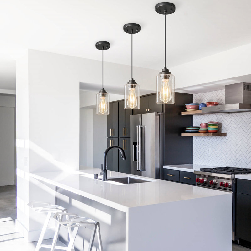 Modern Pendant Light Fixtures Industrial Hanging Light Glass Ceiling Lamp Farmhouse Lighting For Kitchen Island Hallway Bedroom Bar Dining Room