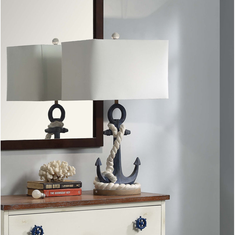 33" Navy Anchor Table Lamp, Blue