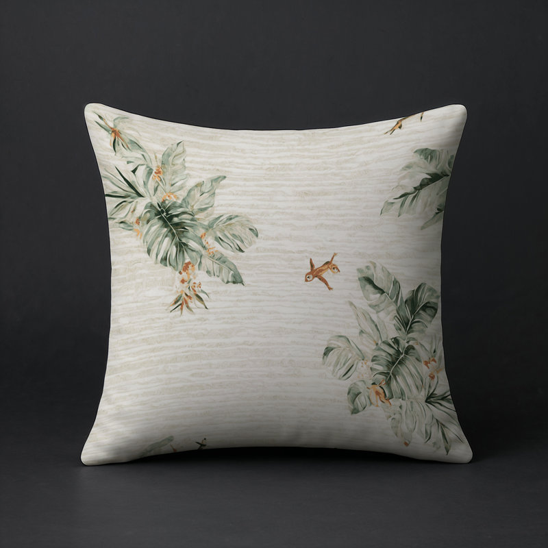 Coussin décoratif intérieur / extérieur gris Modern Modern, Carré 20 po, Gris floral 7