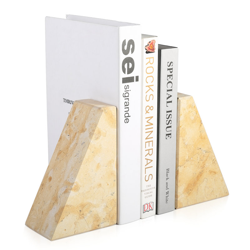 Serre-livres en marbre (ensemble de 2), H 2,54 po x l 5,93 po x P 3,98 po, Beige, jaune