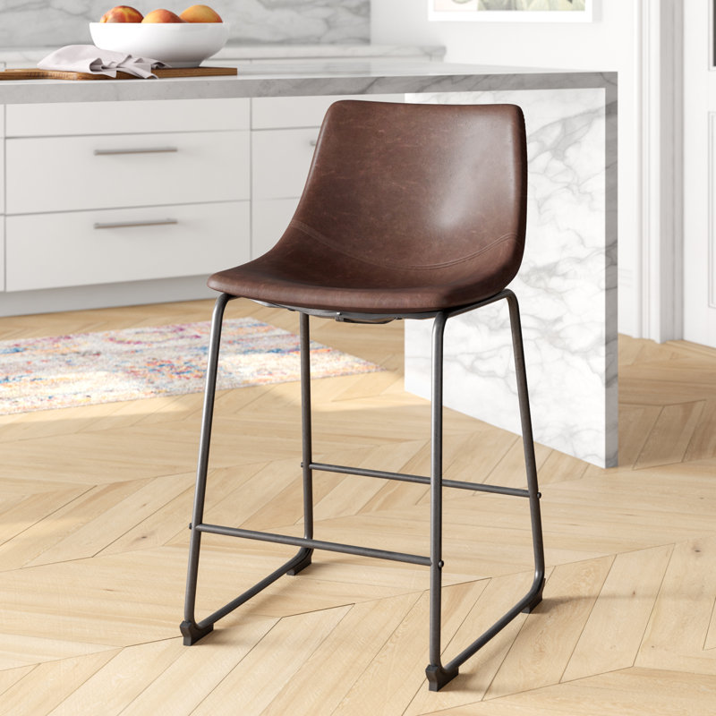 Ashtin Upholstered Counter Stool with Metal Frame, Bar Stool (28.75” Seat Height), White