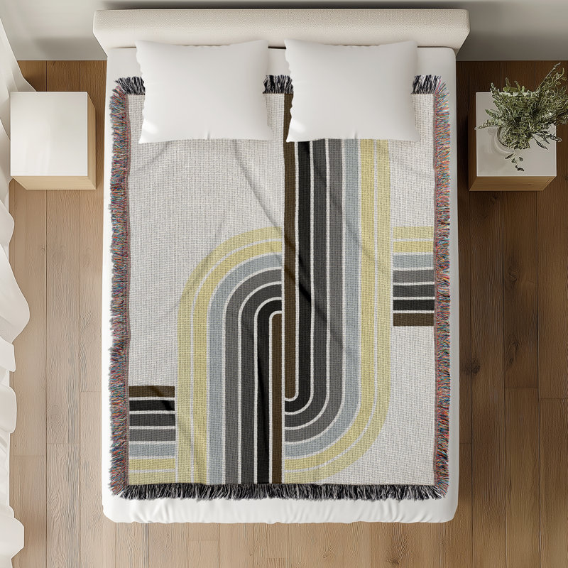 Jeté en mélange de coton Merna, Noir, L 60 po x l 50 po