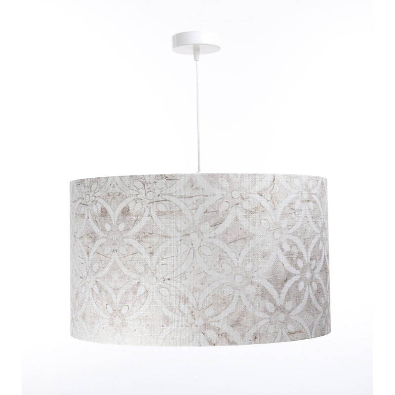 1 - Light Cream Drum Pendant, 117cm H x 60cm W x 60cm D