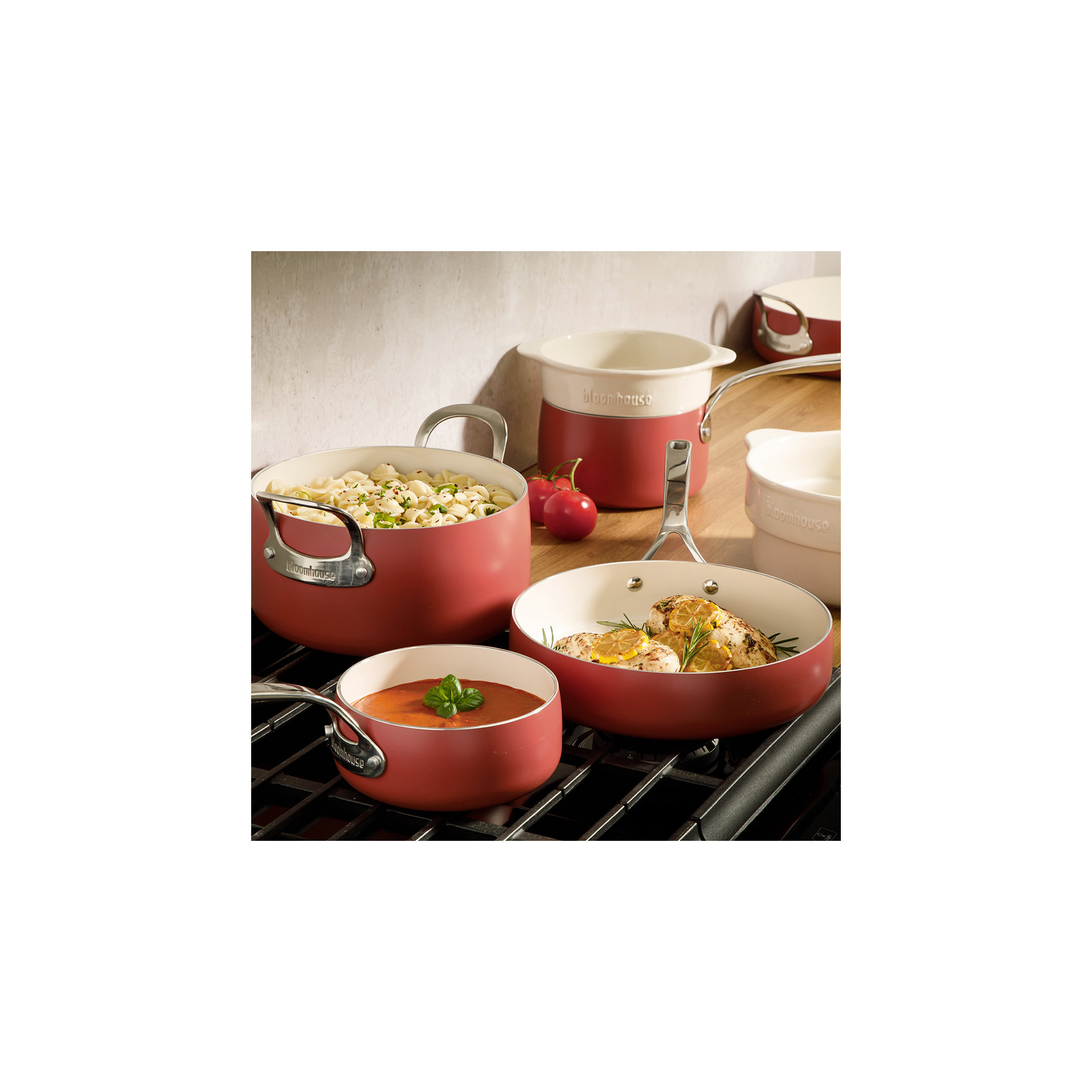 12 - Piece Non-Stick Aluminum Cookware Set, Terracota Orange