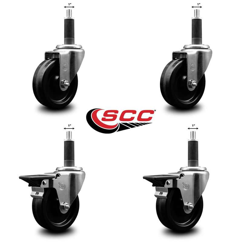 Ensemble de roulettes phénoliques pivotantes à roulettes extensibles 2 freins SCC PLB 4 po x 1 po
