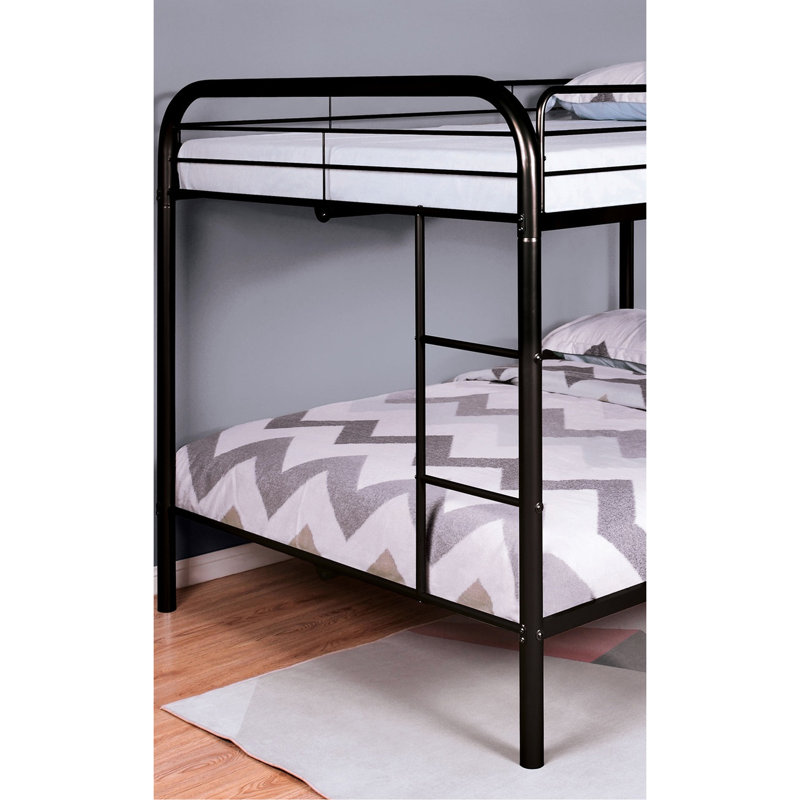 Lit superposé double contemporain en métal avec espace de couchage intégré pour chambre à coucher avec configuration noire
