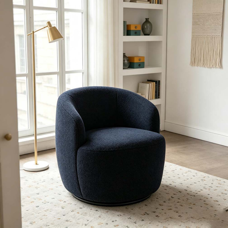 Fauteuil demi-tonneau avec fauteuil Teddy, Bleu très foncé