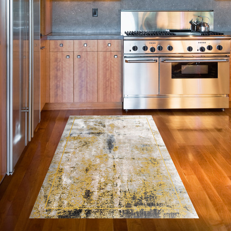 Euda Stylish Mustard Area Rug | 100% Polyester, 0.3 in Pile Height | Machine Washable at 86°F, Non-Slip Underside | Perfect for Living Room, Bedroom, & Playroom, Vibrant Digital Print Design