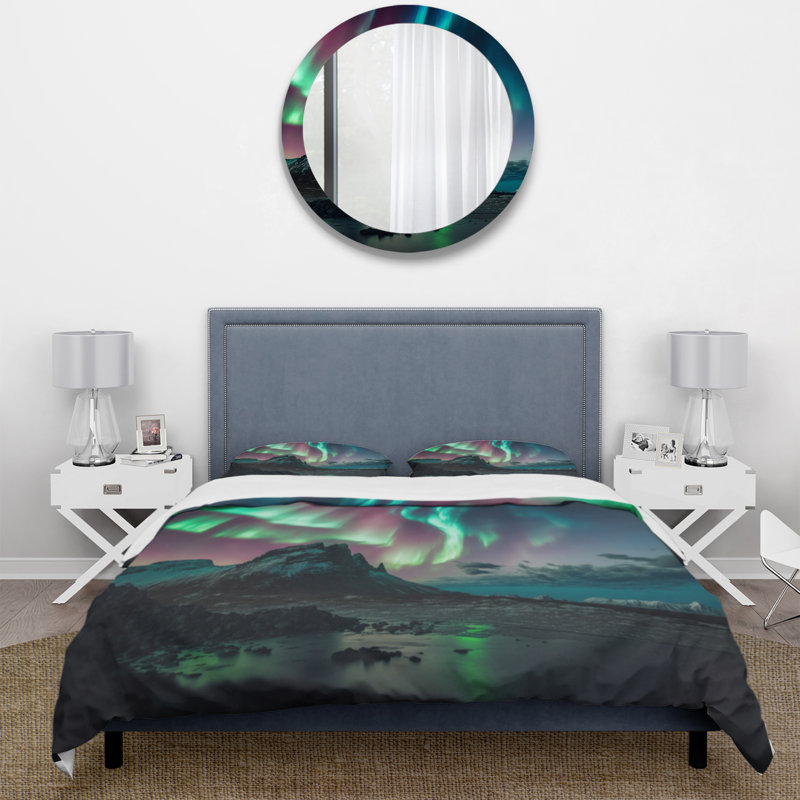 Ensemble de housse de couette en microfibre / polyester Northern Lights Reflection On The Water V