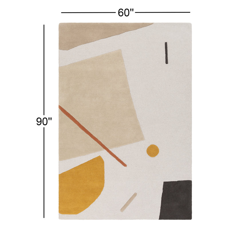 Tapis en laine touffeté à la main Olga, Rectangle 5 pi x 7 pi 6 po