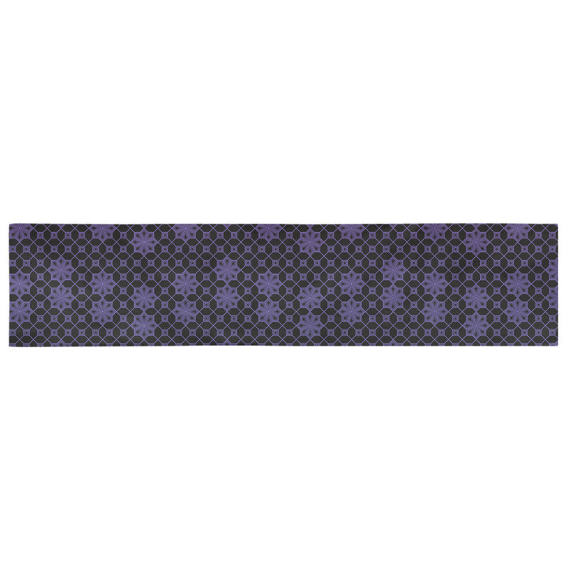 Chemin de table géométrique, 72 po x 16 po, Bleu / Mauve