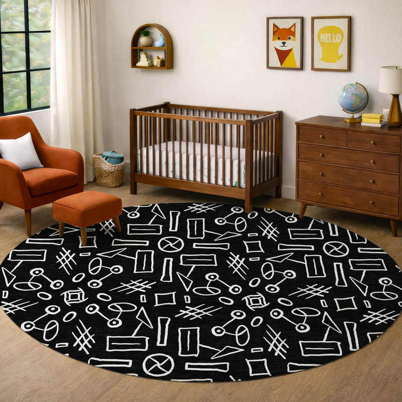 Tapis intérieur / extérieur lavable à la machine pour enfants Chantille ACN2825, Rond 8 pi