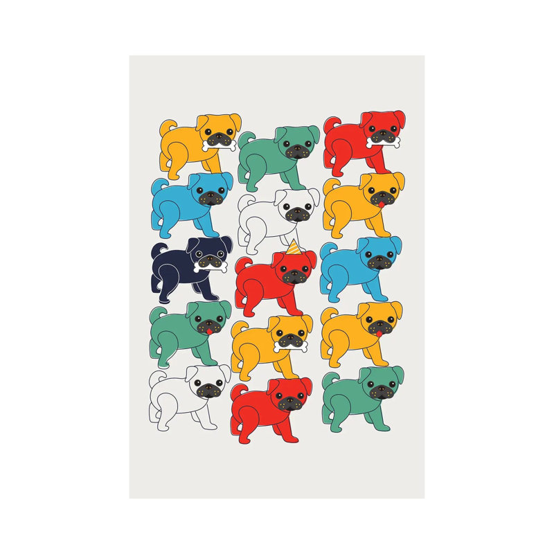 Pugs, 152.4cm H x 101.6cm W
