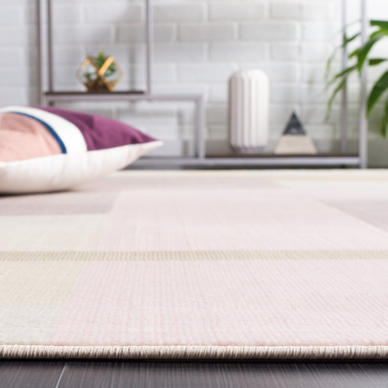 Aslin Geometric Pink/Light Purple Area Rug, Runner 2'2" x 7'