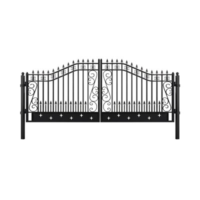 16 ft. W Steel Dual Swing Driveway Gate - Star Style