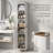 Freestanding Tall Bathroom Storage Tower with Reversible Door and Adjustable Shelving