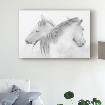 « two white horses », reproduction de photo sur toile tendue