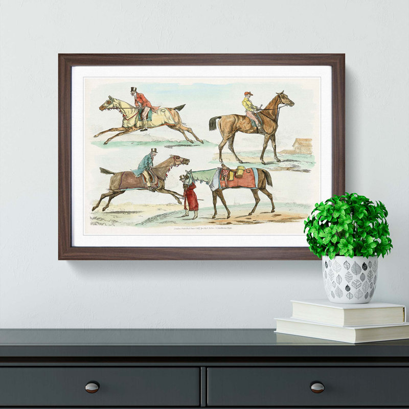 Horse Riding by Henry Alken - Framed Print, Walnut Framed, 48cm H x 65cm W x 2cm D