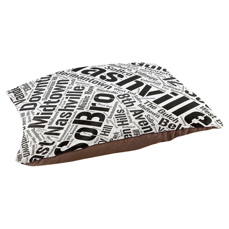 Coussin de chien « districts », Noir, Grand (l 40 po x P 30 po x H 14 po), Nashville