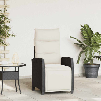 Reclining Patio Chair With Side Table Poly Rattan