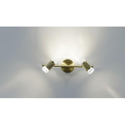 Éclairage pour meuble-lavabo Aurum Beam - laiton brossé et cylindre de cristal - 2 lumières