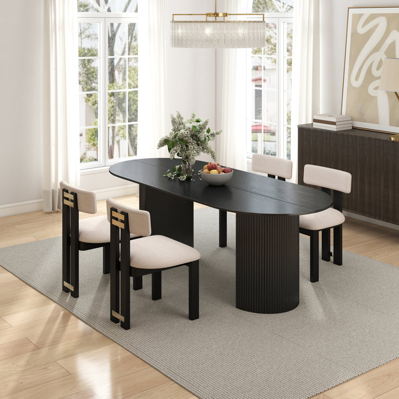Modern Mid-Century Style Dining Table And Chair Set, Stylish Solid Wood Dining Table Set For Dining Room/Kitchen