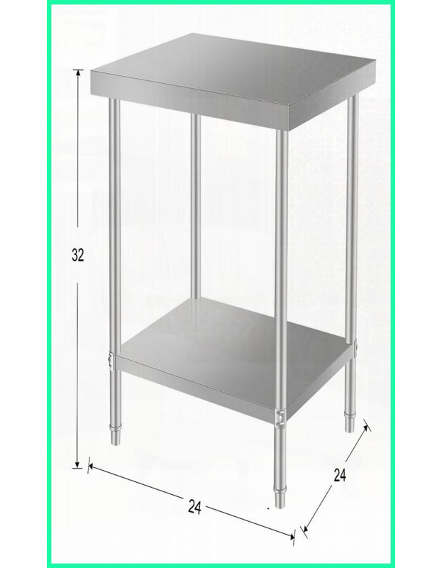 Table basse 24 x 24 pouces en acier inoxydable pour restaurant et amp; Maison, 32 pouces de hauteur, durable et amp; Facile à nettoyer