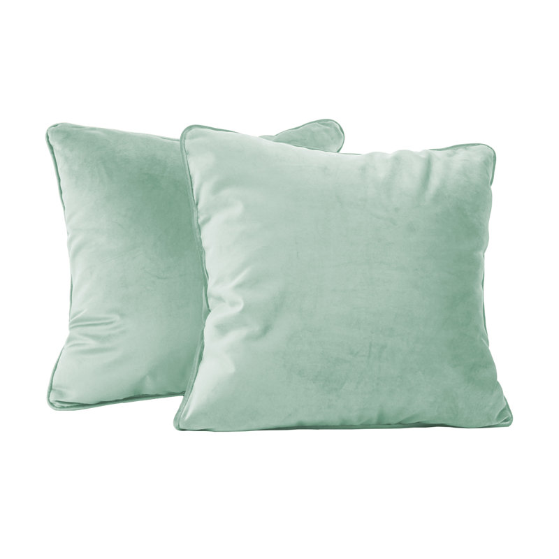 Rectangle Lumbar Microfiber Pillow with Piping, 2-pack, Square 18", Aloe