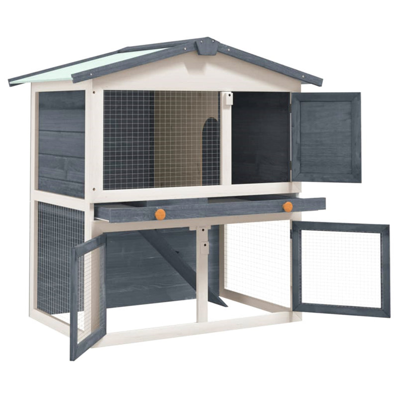 Melina Weather Resistant Rabbit Hutch, Grey