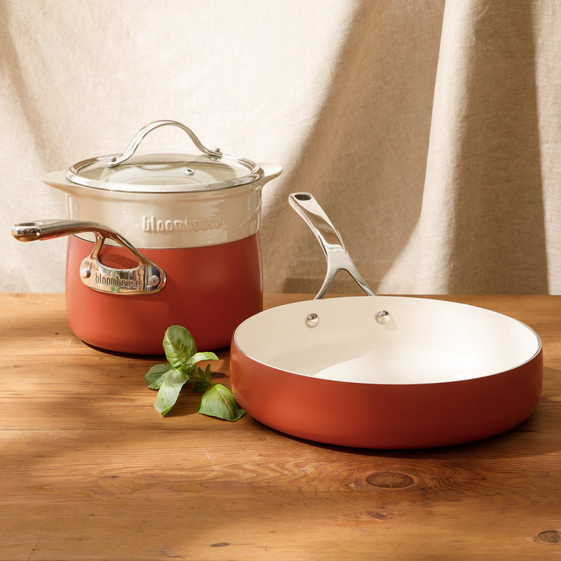 4 - Piece Non-Stick Aluminum Cookware Set, Terracota Orange