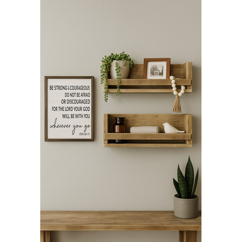 Set Of 2 Reclaimed Wood Wall Shelves – 30” Rustic Floating Shelves With Front Rail – Weathered Farmhouse Decor