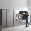 Armoire de garage gris métallique Series Series - Fixation murale, espace très profond, chaleur et eau avec rangement à fermeture en douceur et accessoires