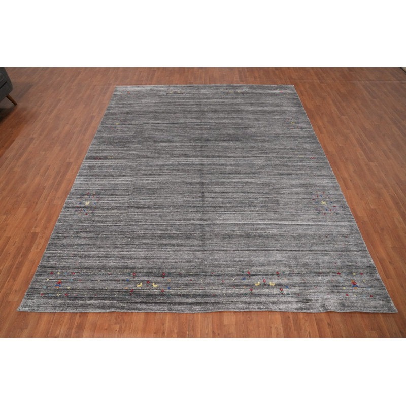 Tapis tribal fabriqué à la main de style Gabbeh 9 x 12