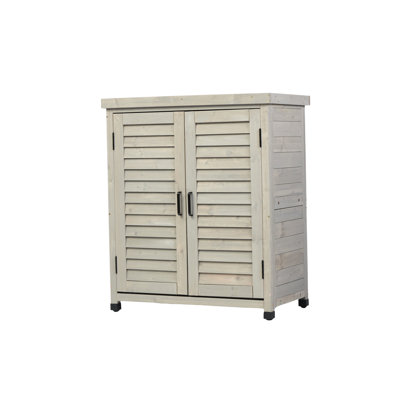 Outdoor Patio Potting Bench With Storage Cabinet, 31X17x36'' - Grey Finish & Hemlock Wood Metal Table Storage, For Garden Work