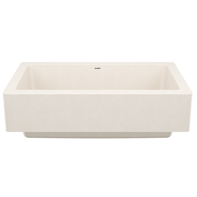 Évier de ferme à simple cuve avec crépine L 30 po x l 19 po Vintera Silgranit, Blanc doux