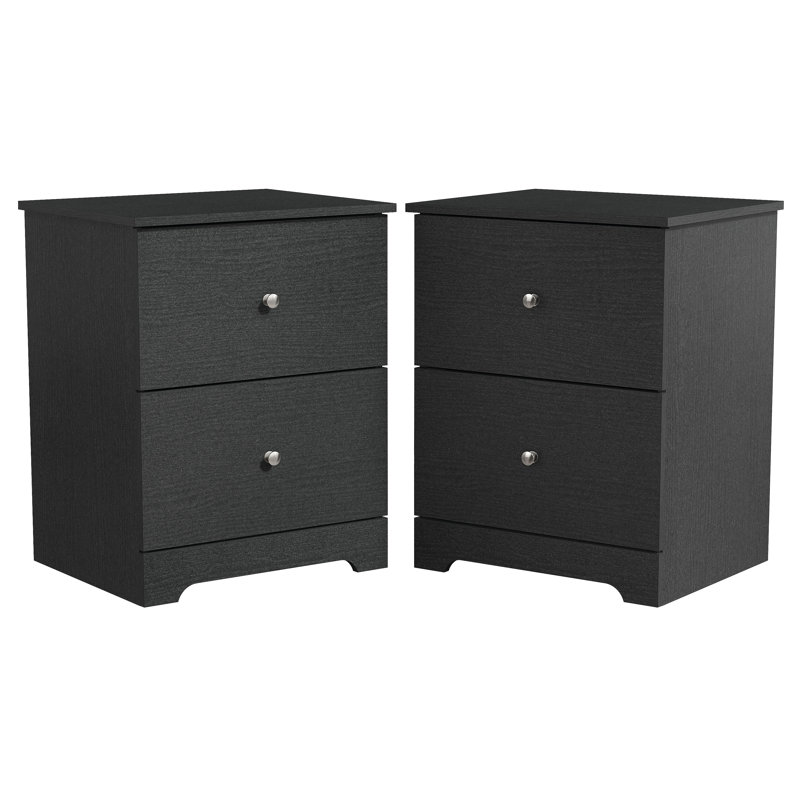 Blaklee Modern 23.7" 2-Drawer Nightstand, Black, Set of 2