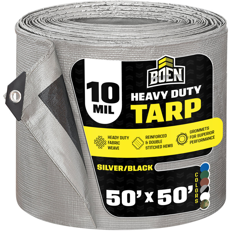 Bâche noire argentée Boen, 50 pi x 50 pi