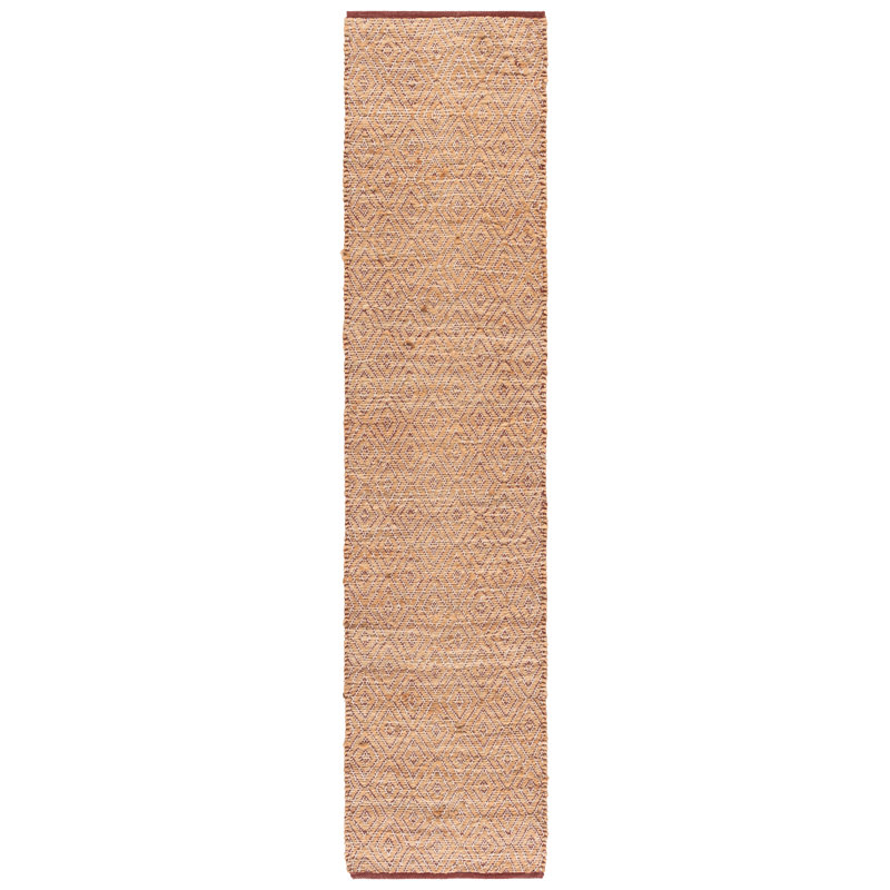 Natural Fiber 127 Hand Woven 70% Jute; 30% Cotton Geometric Rug, Runner 2' x 9'