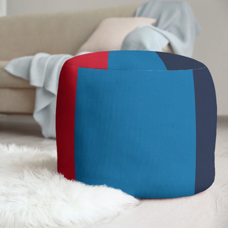 Repose-pieds cubique rond à rayures 20,5", Rouge / bleu poudre / bleu marine