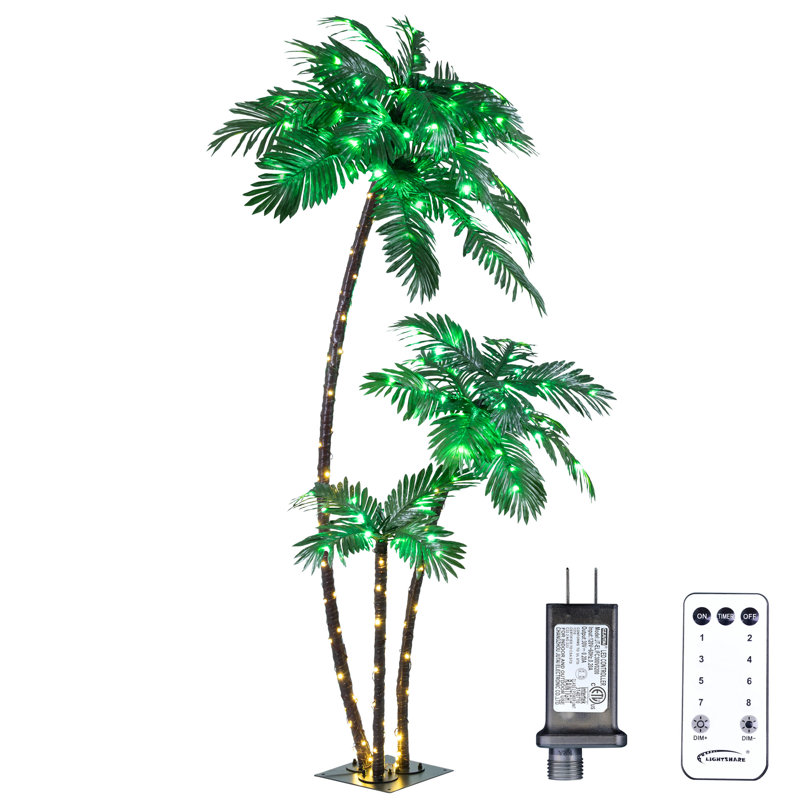 Faux palmier en métal autoportant, H 72 po x l 10 po x P 30 po