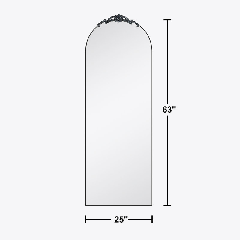 Miroir de plancher Arch, Noir, noir, noir, noir, 63 po x 25 po