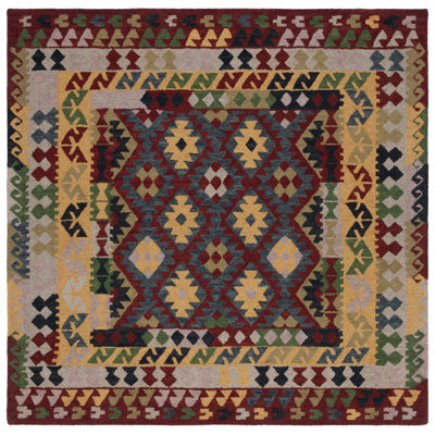 Hand Tufted Wool/Cotton/Latex Southwestern Rug in Yellow/Red