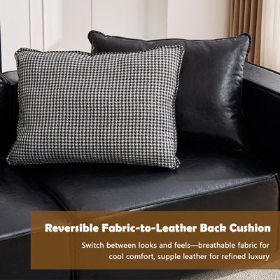 118.5” Leather Upholstered Oversized Seating Sofa With Reversible Cushions